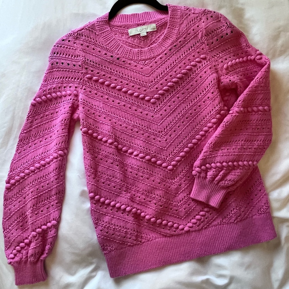 Loft Brand Pointelle Knit Pink Sweater